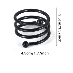 Vista detallada de medidas para servilletero de metal negro de 4,5 cm de ancho y 3,5 cm alto