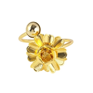 Golden double-layer butterfly napkin ring with intricate floral and spherical details