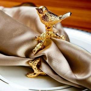 Elegant Alloy Bird On Branch Napkin Ring Metallic Bird Napkin Holder For Rustic Wedding Party Banquet Table Decoration