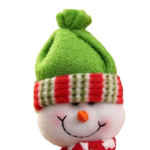 Christmas snowman wine bottle cover with green hat and red scarf home decor
