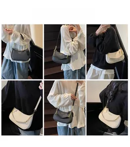 Collage de sac baguette en cuir chic en noir et beige montrant divers styles de porté