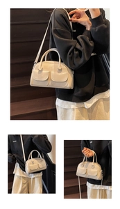 Off-white Boston bag showing versatile styling options as a handbag and crossbody bag