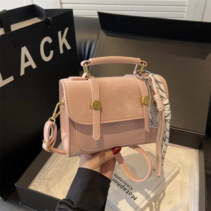 Vintage Frosted PU Leather Crossbody Bag Women Retro Matte Handbag With Top Handle Fashion Small Square Shoulder Bag