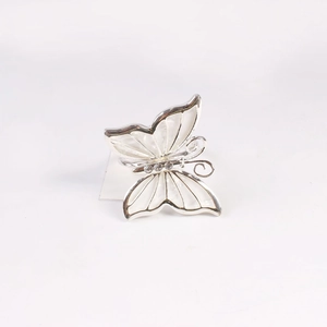 Servilletero de mariposa dorada con alas de nácar y cristales para decoración de mesa