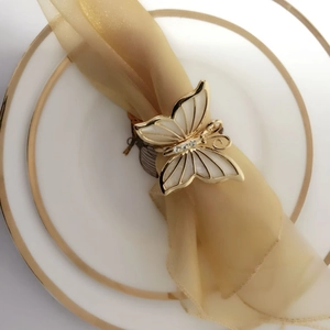 Servilleteros de Mariposa de Aleación de Zinc Con Strass y Aspecto de Concha para Decoraciones de Mesa de Boda Banquete