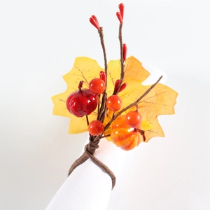 Pumpkin and maple leaf napkin ring for Thanksgiving and Autumn table decoration