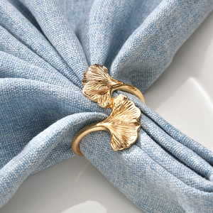 Creative Ginkgo Leaf Napkin Rings Metal Alloy Table Decoration For Wedding Banquet Party Dining Accessories Gold Rose Gold