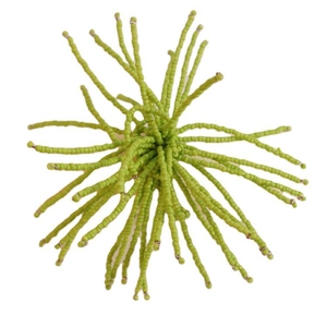 Rond de serviette étoilé vert herbe avec perles et glands artisanaux pour décoration