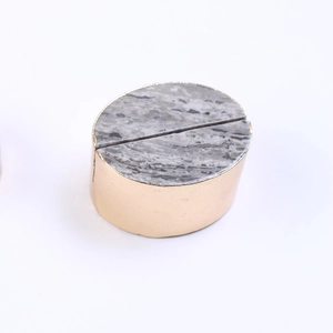 Natural agate marble card holder with gold metal base for dining table decoration
