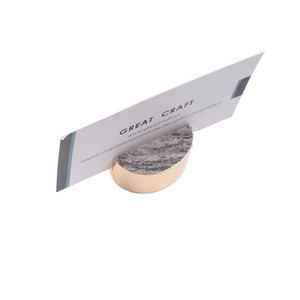 Modern marble and rose gold agate business card holder for elegant dining table decor
