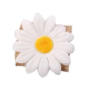 White daisy flower napkin ring with natural burlap base for boho table settings