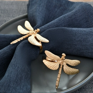 Dragonfly Napkin Ring Metal Zinc Alloy Electroplated Gold Animal Shape Table Decoration For Wedding Party Hotel Banquet