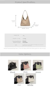 Size chart and dimensions for large capacity vintage lychee pattern PU tote bag