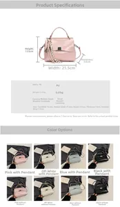 Detailed size and color guide for the soft PU leather crossbody tote with dimensions