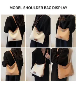 Detail view of large capacity tote bag showing different wearing angles on models