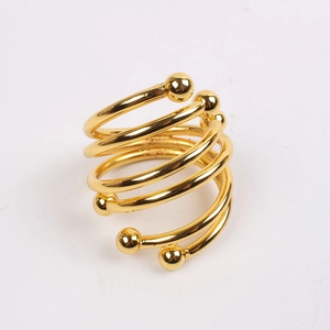 Classic gold spiral napkin ring with beaded ends for elegant hotel wedding table decor