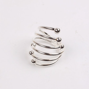Classic silver spiral napkin ring with decorative bead accents for hotel wedding decor
