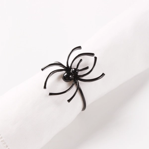 Elegant black spider napkin ring accessory for festive Halloween table decoration settings