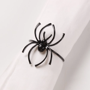Polished black spider napkin ring accessory for Halloween and luxury table setting