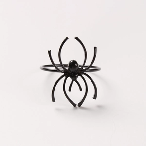 Black spider napkin ring in polished alloy metal for Halloween table decor