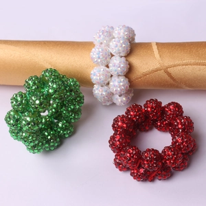 Handmade Beaded Napkin Rings Rhinestone Zinc Alloy Buckles For Christmas Halloween Thanksgiving Wedding Table Decoration Elegant