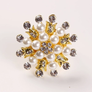 Luxus Vergoldet Legierung Blumen Serviettenring Mit Künstlichen Perlen Strass Elegant Bankett Hochzeit Weihnachten Tischdeko