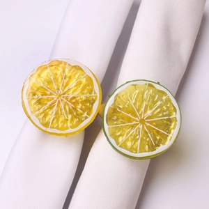Realistic lemon and lime slice napkin rings for summer dining table decor, set of two