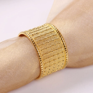 Elegant gold beaded alloy napkin ring with textured finish for hotel banquet dining