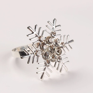 Sparkling silver snowflake napkin ring with rhinestones for elegant Christmas table decor