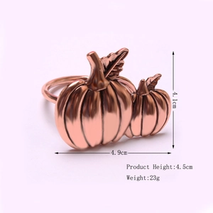 Bronze pumpkin napkin ring with rose gold plating for Halloween table decor
