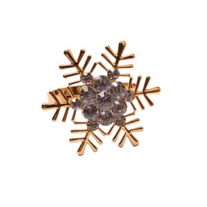 Classic golden snowflake napkin ring with sparkling diamonds for Christmas table decor