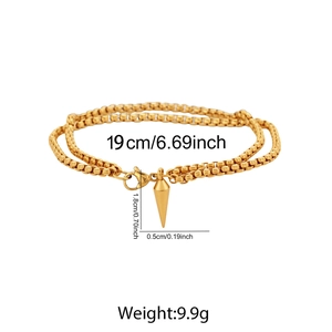 Dettaglio del bracciale a doppia catena in oro 18K con dimensioni e dati sul peso