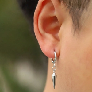 Boucles D'oreilles Pendantes Pointes Acier Inoxydable Anneaux Cône Minimaliste Punk Hip Hop Gothique Bijoux Unisexes