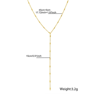 Guide des dimensions du collier doré en Y avec pendentif vertical de 15cm de long