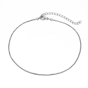 Bracelet de cheville en acier inoxydable argenté avec fermoir mousqueton réglable