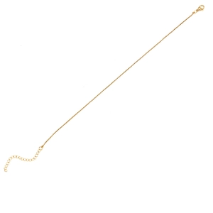 Détail de la chevillère en acier plaqué or 18K avec fermoir mousqueton et extension