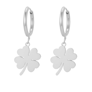 Pendientes minimalistas de trébol de cuatro hojas en acero inoxidable pulido