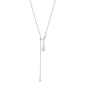 Collier lariat en acier inoxydable poli en forme de Y avec pendentif goutte d'eau lisse