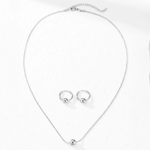 Parure de bijoux en acier inoxydable poli avec collier pendentif perle et boucles d'oreilles