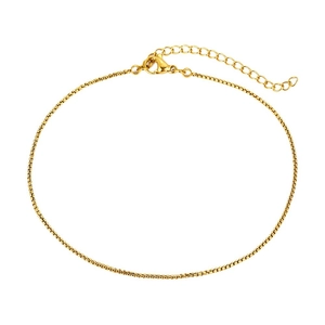 Bracelet de cheville en acier inoxydable plaqué or 18 carats avec fermoir homard