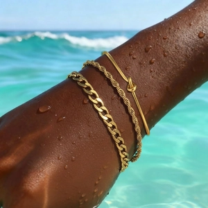 Bracciali Rigidi In Acciaio Inossidabile Catena Cubana Corda Nodo Aperto Gioielli Di Moda Per Donne