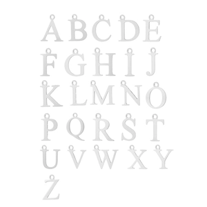 Lot de 26 pendentifs alphabet anglais en acier inoxydable argenté poli pour bijoux artisanaux