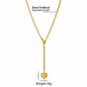 Détails du collier pendentif cœur doré avec chaîne réglable de 50 cm et spécifications