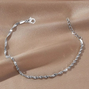 Water Wave Chain Bracelet Stainless Steel Twisted Spiral Minimalist Elegant Silver Color Jewelry For Women