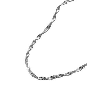 Polished silver stainless steel water wave chain bracelet with elegant spiral link design