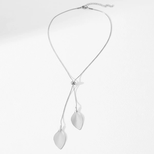 Collana a Y argento con catena a serpente e pendenti a foglia regolabili da donna