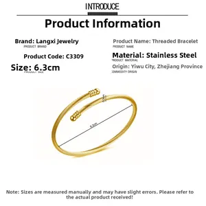 Detailed size specifications of the stainless steel twisted cable bangle in rose gold