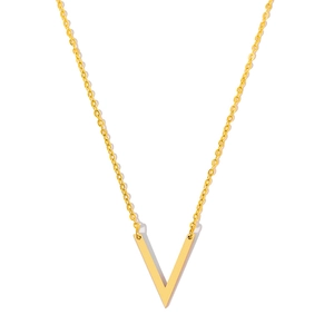 Collier minimaliste en acier inoxydable doré avec un pendentif géométrique en V
