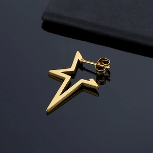 Minimalist gold hollow star stud earrings in stainless steel with a geometric design