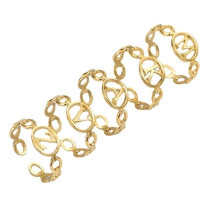 Minimalist gold spiral open ring featuring five letter charms Z V A K M for women